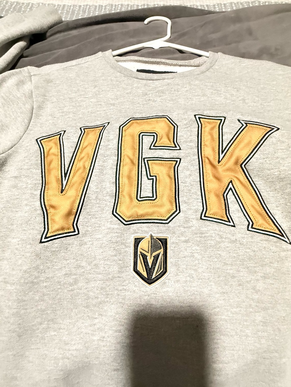 NHL Grey Crewneck Sweatshirt with Gold VGK Applique